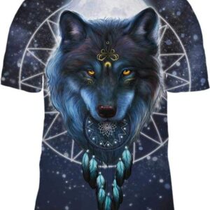 Wolf & Moon Dreamcatcher - All Over Apparel - T-Shirt / S - www.secrettees.com