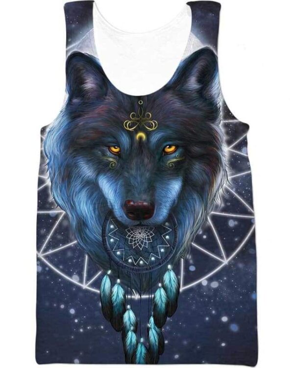 Wolf & Moon Dreamcatcher - All Over Apparel - Tank Top / S - www.secrettees.com