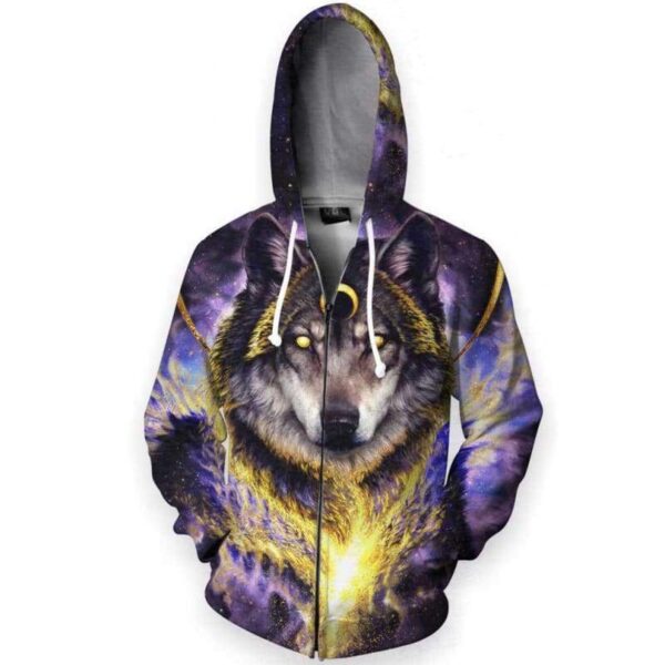 Wolf Night lord Fire Galaxy - All Over Apparel - Zip Hoodie / S - www.secrettees.com