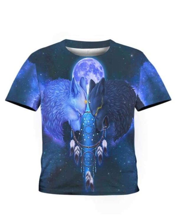 Wolf Sun and Moon - All Over Apparel - Kid Tee / S - www.secrettees.com