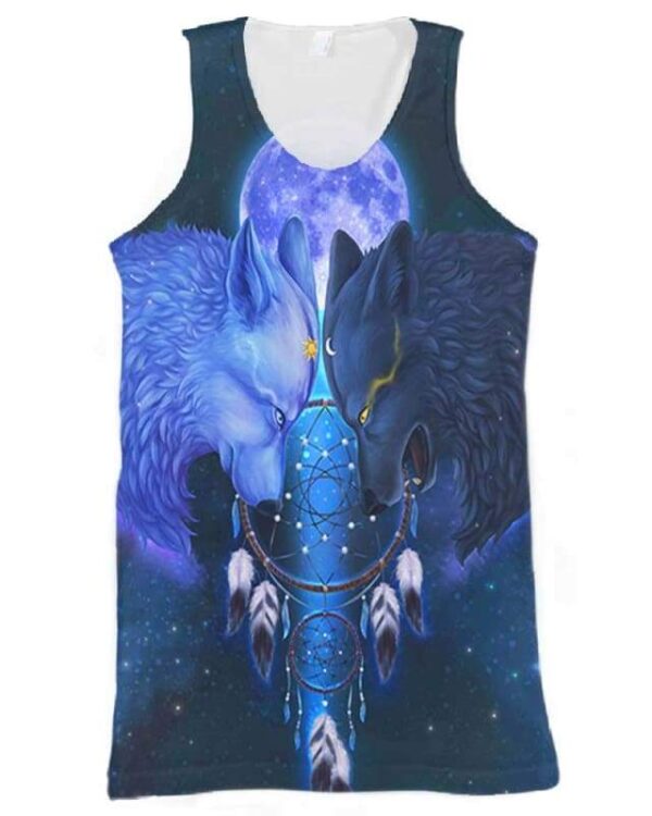 Wolf Sun and Moon - All Over Apparel - Tank Top / S - www.secrettees.com
