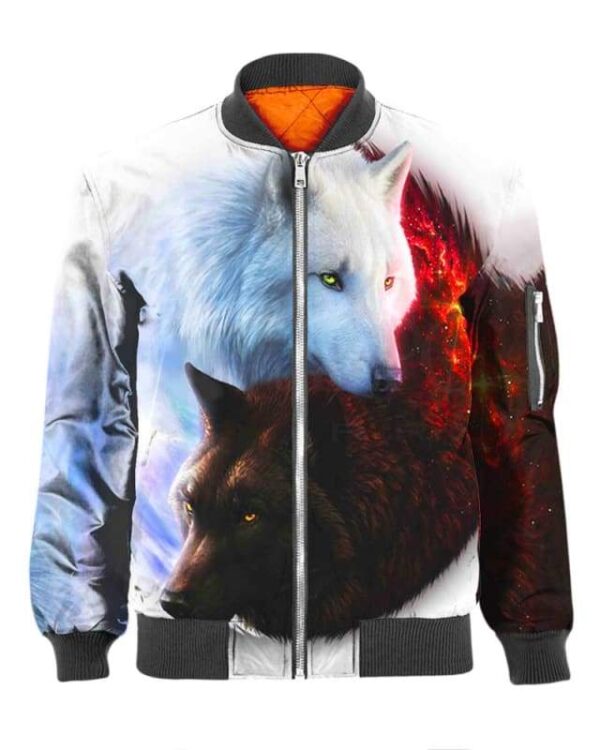 Wolf Yin Yang Fire Ice - All Over Apparel - Bomber / S - www.secrettees.com