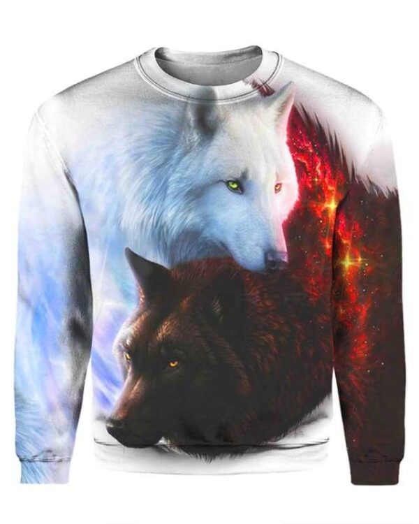 Wolf Yin Yang Fire Ice - All Over Apparel - Sweatshirt / S - www.secrettees.com