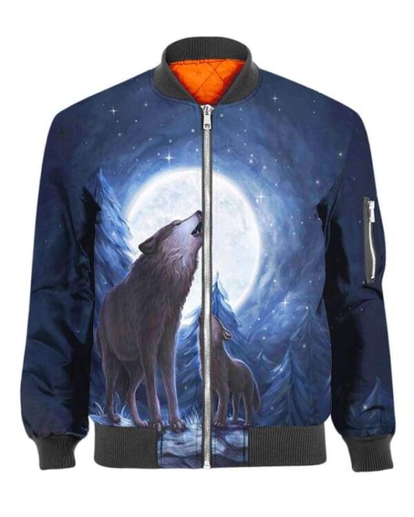 Wolves Moon Night - All Over Apparel - Bomber / S - www.secrettees.com