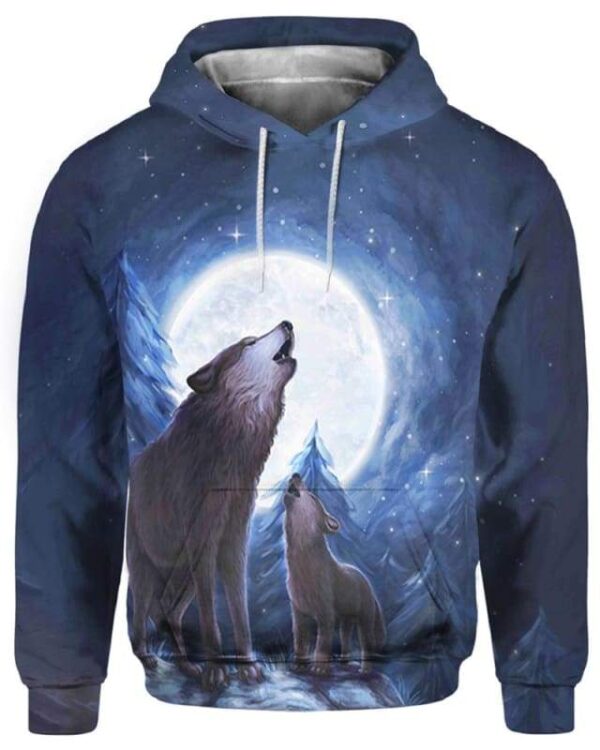 Wolves Moon Night - All Over Apparel - Hoodie / S - www.secrettees.com