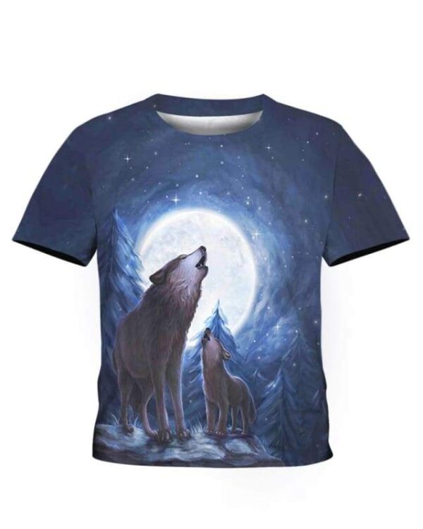 Wolves Moon Night - All Over Apparel - Kid Tee / S - www.secrettees.com