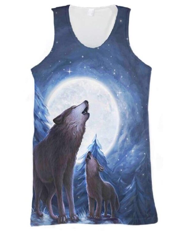 Wolves Moon Night - All Over Apparel - Tank Top / S - www.secrettees.com