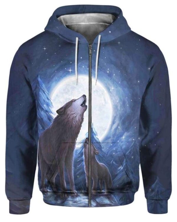 Wolves Moon Night - All Over Apparel - Zip Hoodie / S - www.secrettees.com