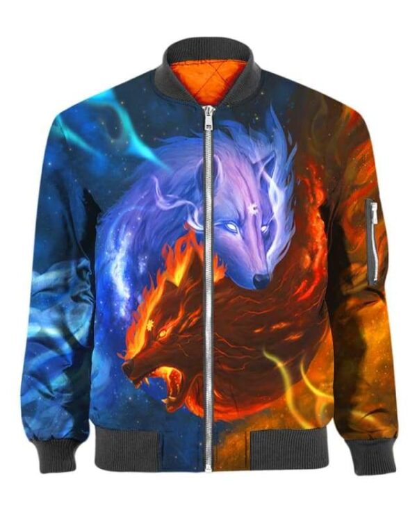 Wolves Sun and Moon Galaxy - All Over Apparel - Bomber / S - www.secrettees.com
