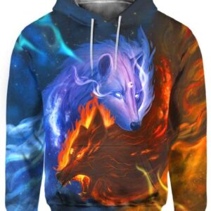 Wolves Sun and Moon Galaxy - All Over Apparel - Hoodie / S - www.secrettees.com