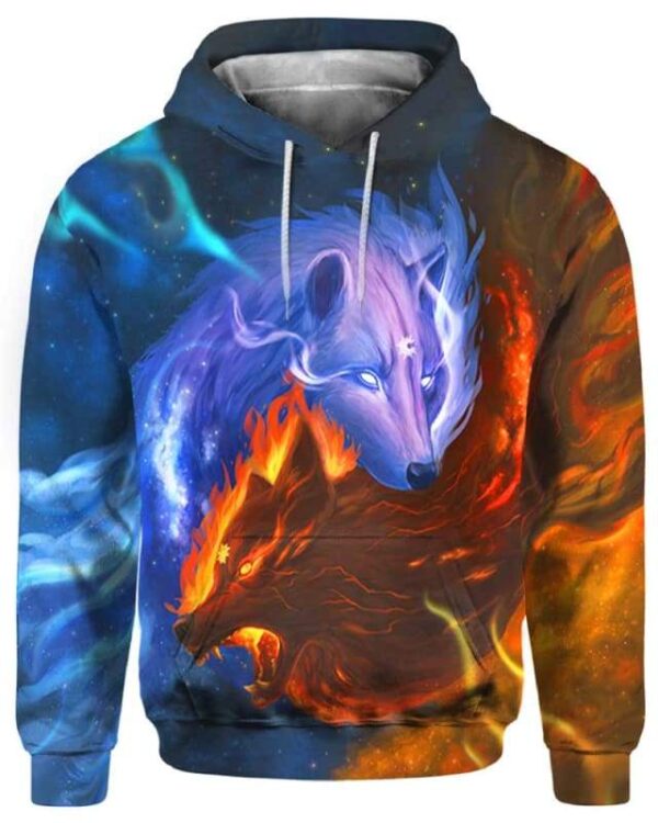 Wolves Sun and Moon Galaxy - All Over Apparel - Hoodie / S - www.secrettees.com