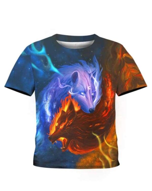 Wolves Sun and Moon Galaxy - All Over Apparel - Kid Tee / S - www.secrettees.com