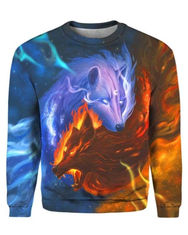 Wolves Sun and Moon Galaxy - All Over Apparel - Sweatshirt / S - www.secrettees.com