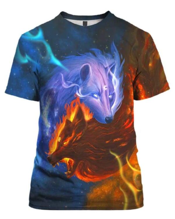 Wolves Sun and Moon Galaxy - All Over Apparel - T-Shirt / S - www.secrettees.com