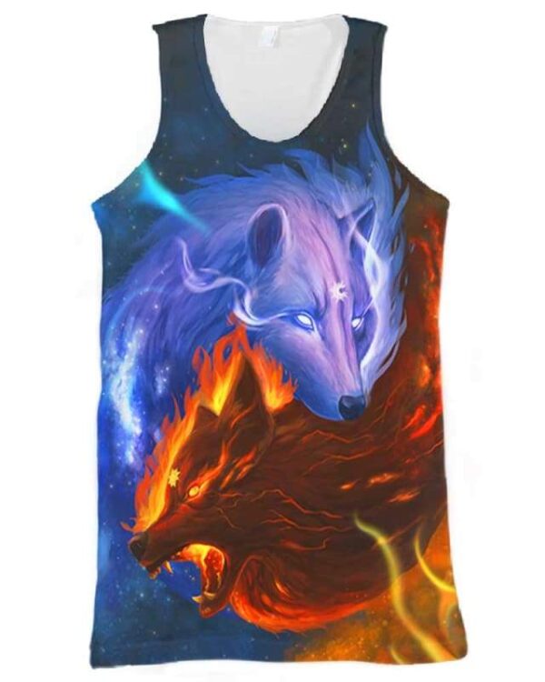 Wolves Sun and Moon Galaxy - All Over Apparel - Tank Top / S - www.secrettees.com