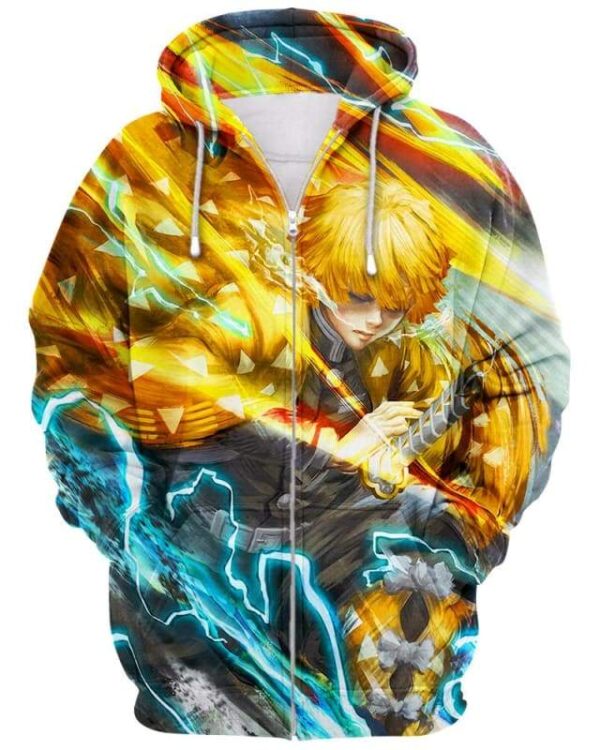 Yellow Thunder - All Over Apparel - Zip Hoodie / S - www.secrettees.com