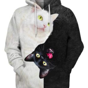 Yin Yang Cat - All Over Apparel - Hoodie / S - www.secrettees.com
