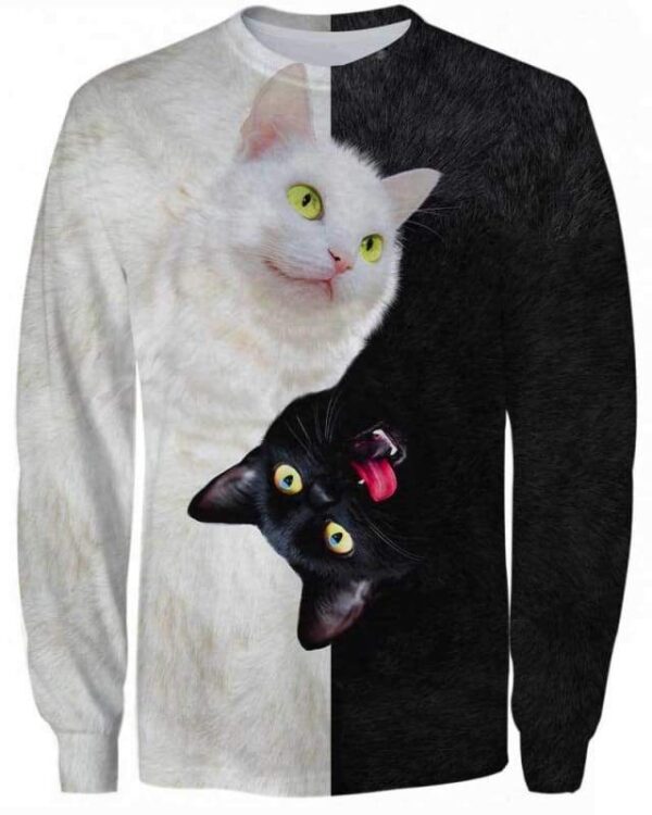 Yin Yang Cat - All Over Apparel - Sweatshirt / S - www.secrettees.com