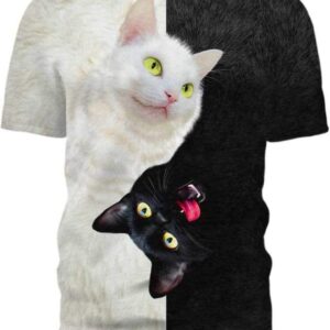 Yin Yang Cat - All Over Apparel - T-Shirt / S - www.secrettees.com