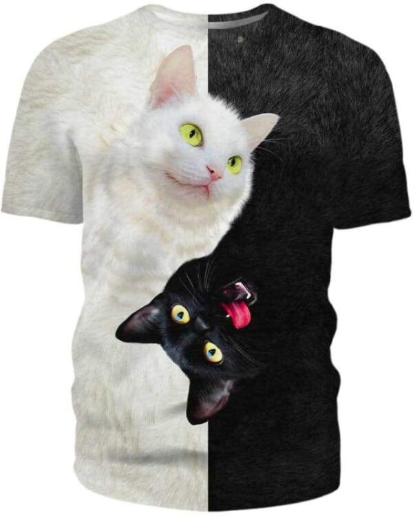 Yin Yang Cat - All Over Apparel - T-Shirt / S - www.secrettees.com