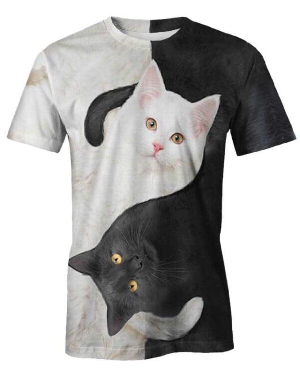 Yin Yang Cats - All Over Apparel - T-Shirt / S - www.secrettees.com