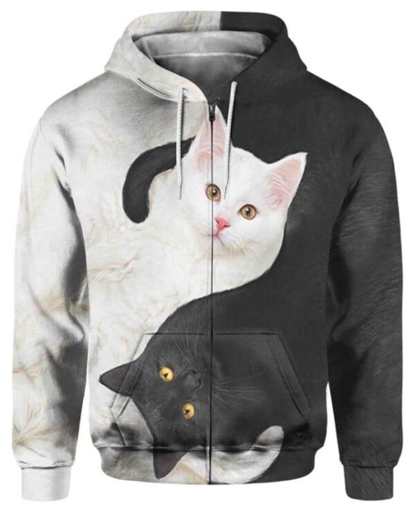 Yin Yang Cats - All Over Apparel - Zip Hoodie / S - www.secrettees.com