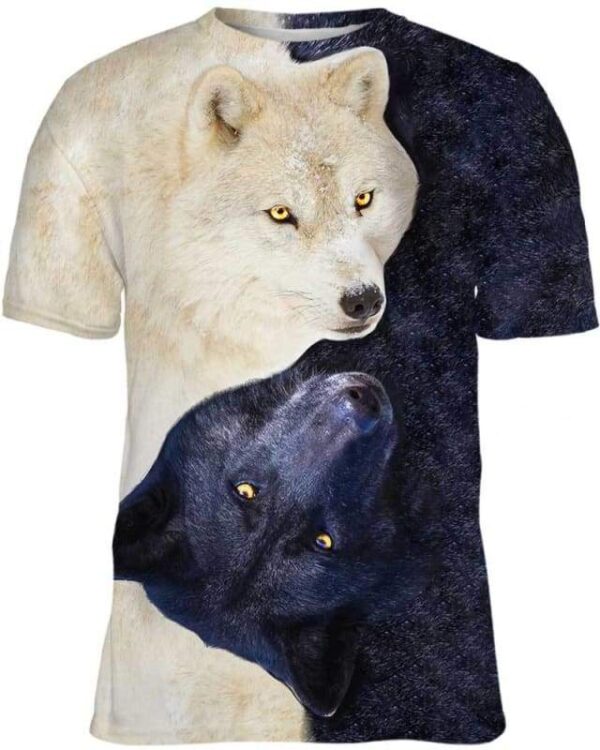 Yin Yang Wolves 3D All-over Printed T-shirt Hoodie Sweater Tank - All Over Apparel - Kid Tee / S - www.secrettees.com