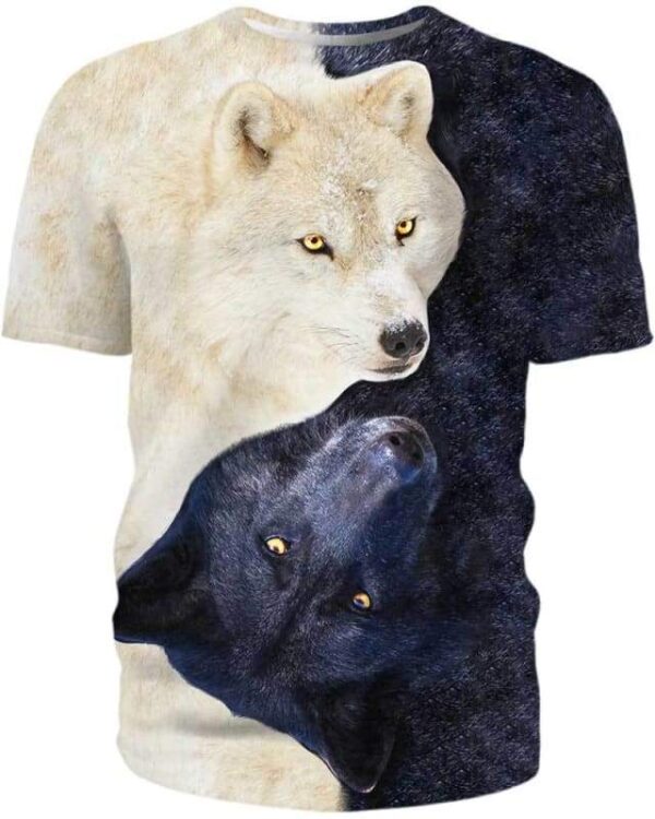 Yin Yang Wolves 3D All-over Printed T-shirt Hoodie Sweater Tank - All Over Apparel - T-Shirt / S - www.secrettees.com