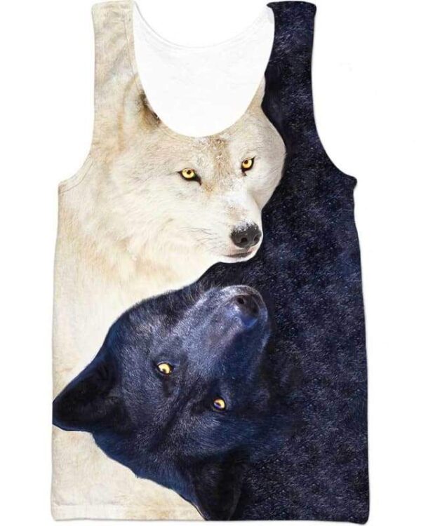 Yin Yang Wolves 3D All-over Printed T-shirt Hoodie Sweater Tank - All Over Apparel - Tank Top / S - www.secrettees.com
