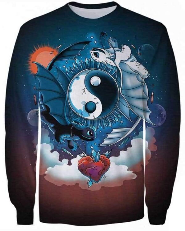 Ying Yang Dragons - All Over Apparel - Sweatshirt / S - www.secrettees.com