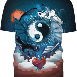 Ying Yang Dragons - All Over Apparel - T-Shirt / S - www.secrettees.com