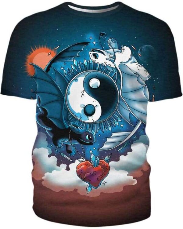 Ying Yang Dragons - All Over Apparel - T-Shirt / S - www.secrettees.com