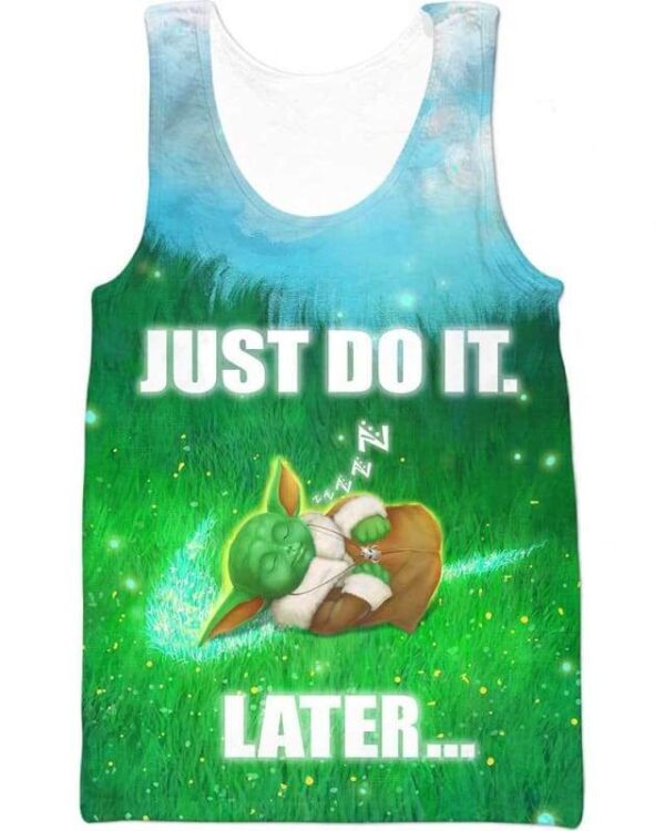 Yoda - Just Do It Later - All Over Apparel - Tank Top / S - www.secrettees.com