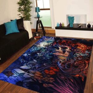 Skull Colorful Area Rectangle Rug Home Decor, Cheap Home Depot Area Rugs