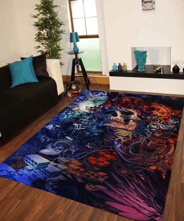 Skull Colorful Area Rectangle Rug Home Decor, Cheap Home Depot Area Rugs