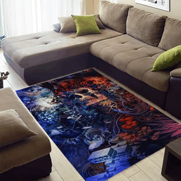 Skull Colorful Area Rectangle Rug Home Decor, Cheap Home Depot Area Rugs